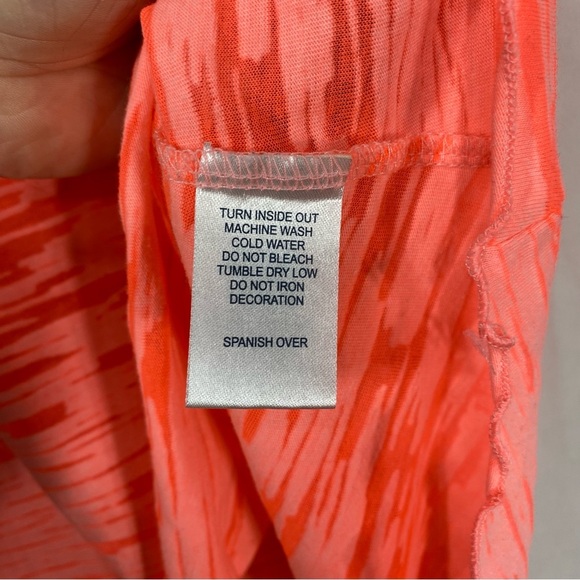 Kavio! Girl Florescent Salmon Color Ruffled Edge Sheer Mottled Tee - Picture 4 of 6